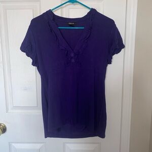 Style&co Ruffled V neck Purple Women's Top